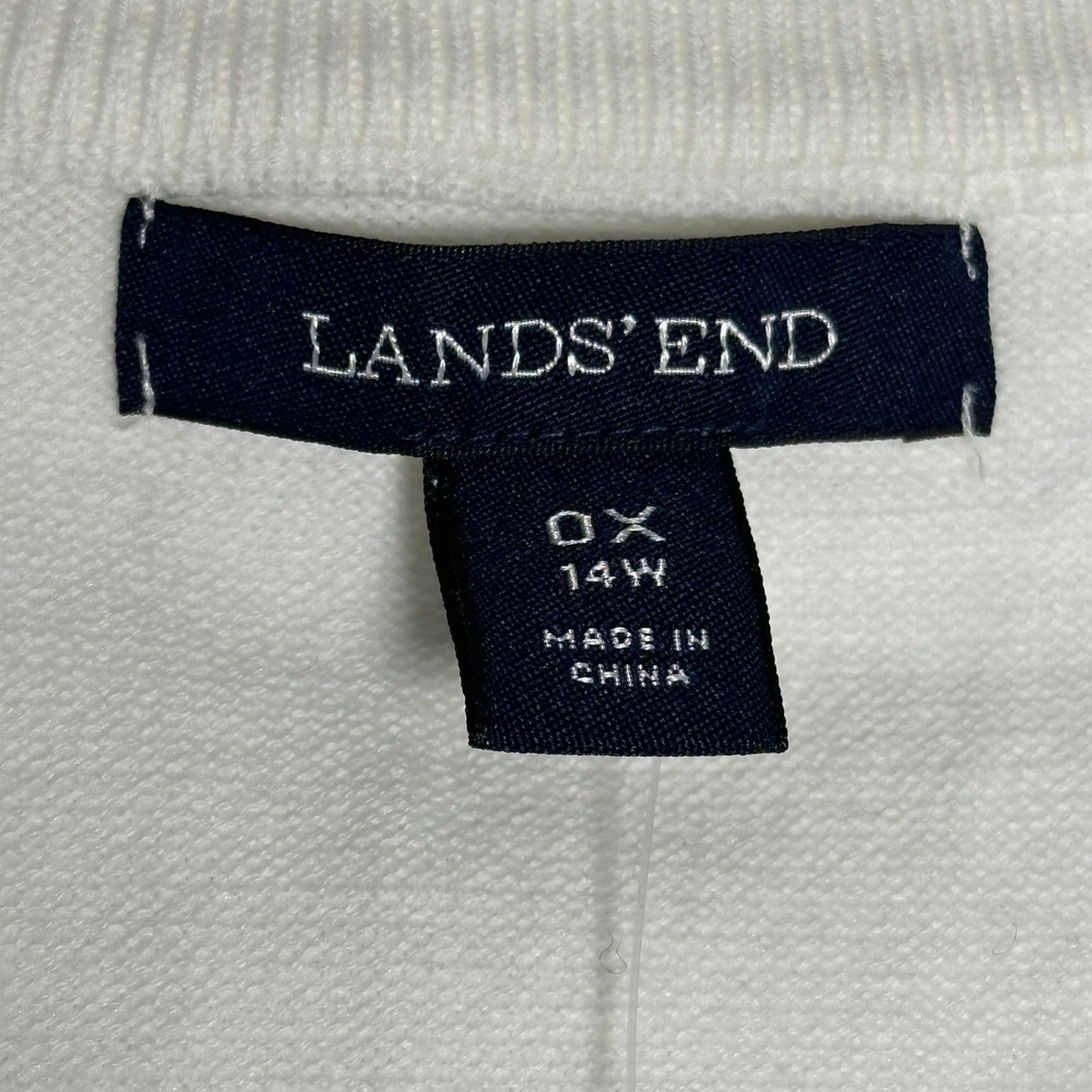 Lands End White Cotton Blend Crew Neck Sleeveless Sweater Vest Shell 0X 14W - Picture 3 of 6